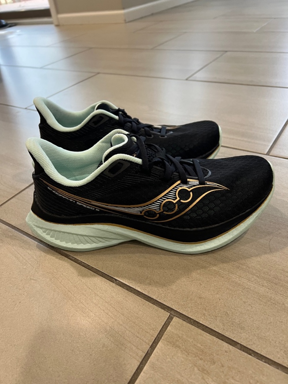 Saucony Endorphin Speed 5 Black and Mint Women's Running Shoes